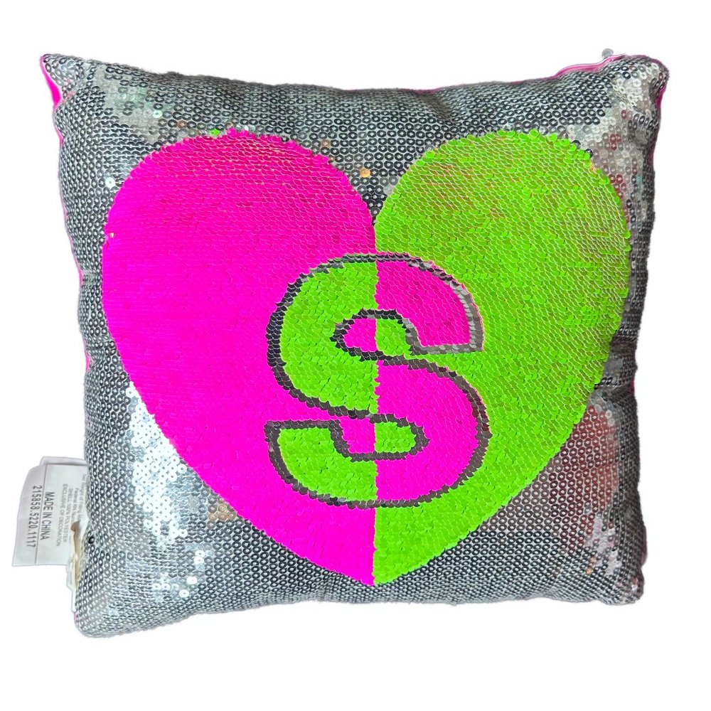 Justice Monogram S Reversible Sequins Pillow 14”